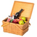 Vintiquewise Woodchip Picnic Storage Basket with Cover and Movable Handles, Large QI004013.L